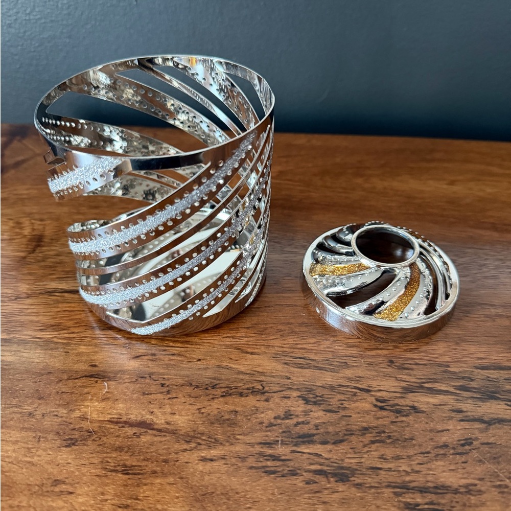 Silver and Gold Yankee Candle Holder Set